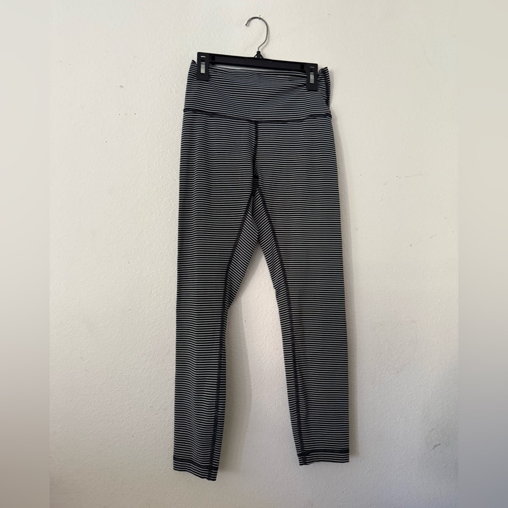 lululemon athletica Black and White Striped Leggings 25” inseam